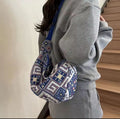 Stylish Trendy Ethnic Print Canvas Shoulder Bag with Adjustable Strap
