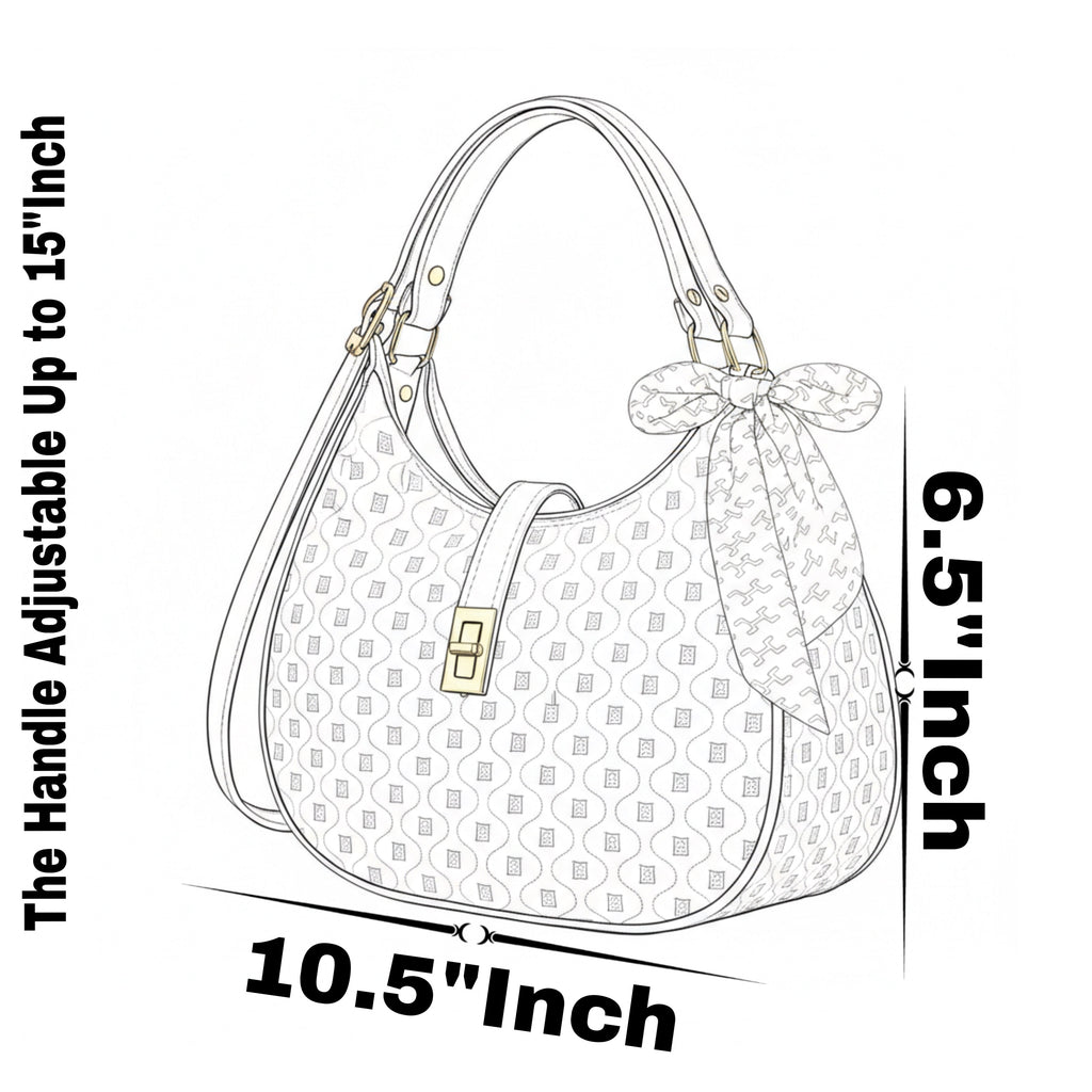 Elegant Moon Bag with Golden Accents and Stylish Scarf – The Ultimate Fashion Accessory