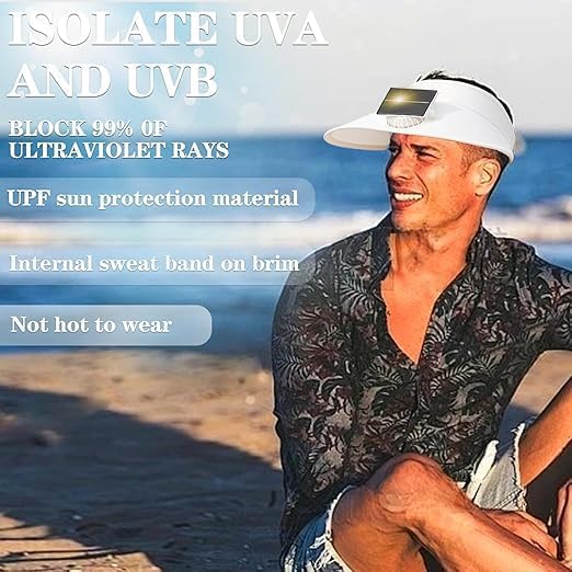 Outdoor visor Hat with Solar Fan Solar powered with USB Charging
