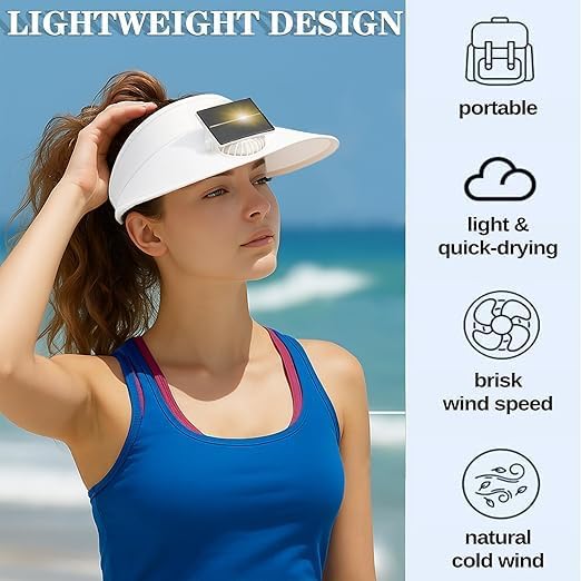 Outdoor visor Hat with Solar Fan Solar powered with USB Charging
