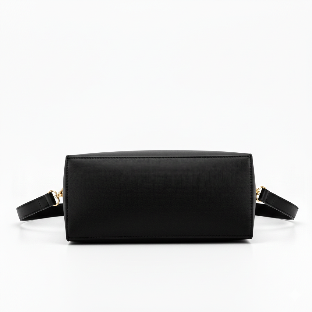 Black and Pink Handbag with Vintage Perfume Design – A Fashionable Statement Piece