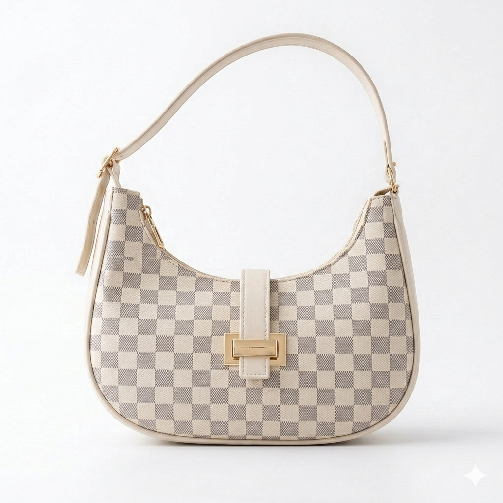 Chic Moon-Shaped Shoulder Bag with Adjustable Handles and Elegant Closure